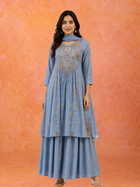 The 'Breeze' Powder Blue Kurta-Palazzo Set
