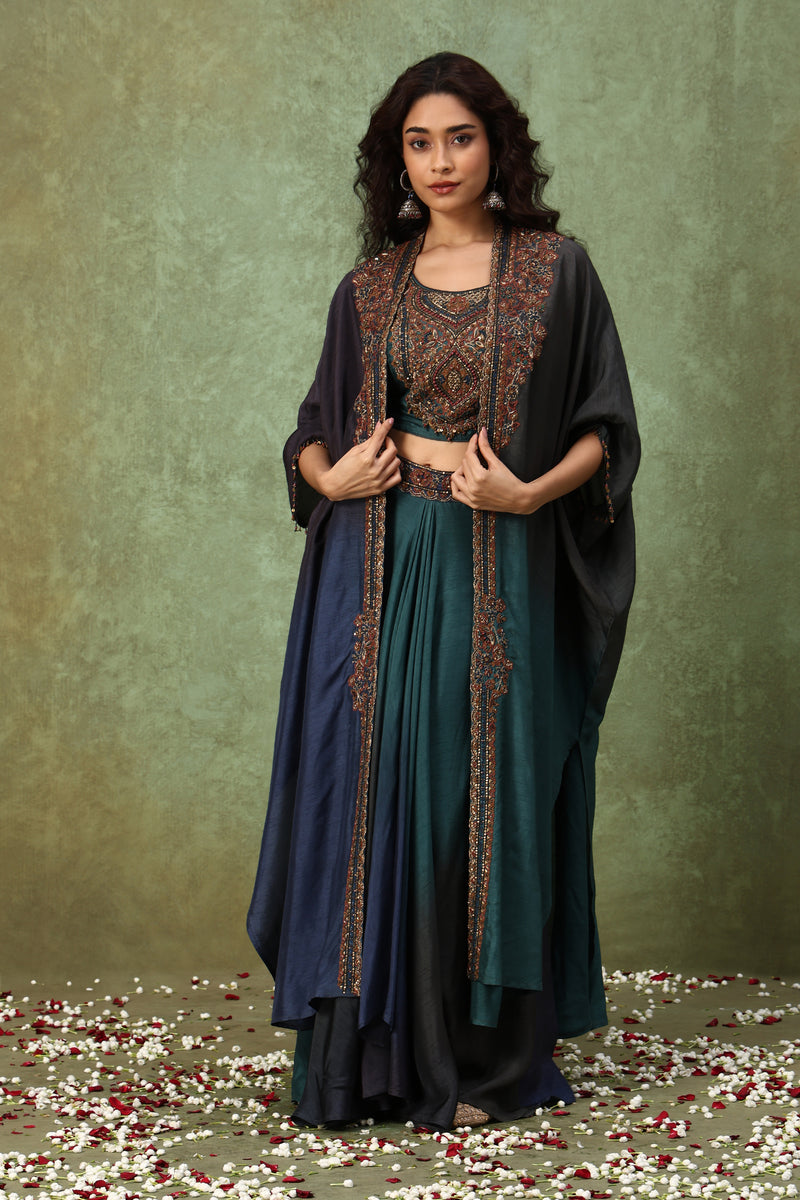 The 'Antariksh' Kaftan Crop-Top Set