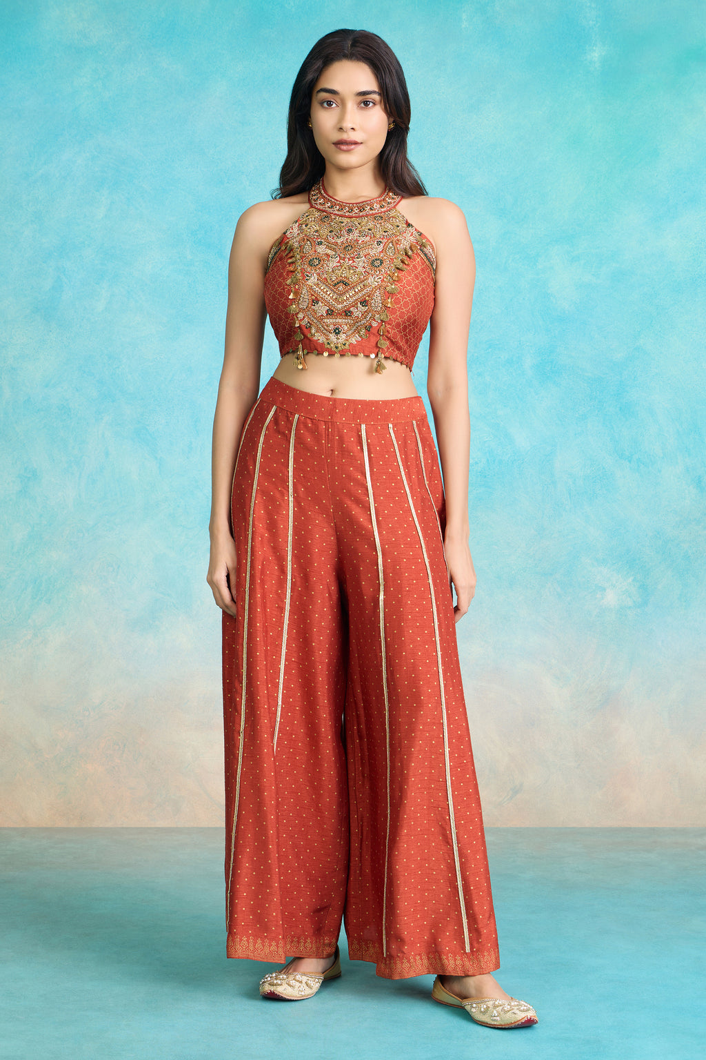 The 'Mitti-Manik' Crop Top-Palazzo Set