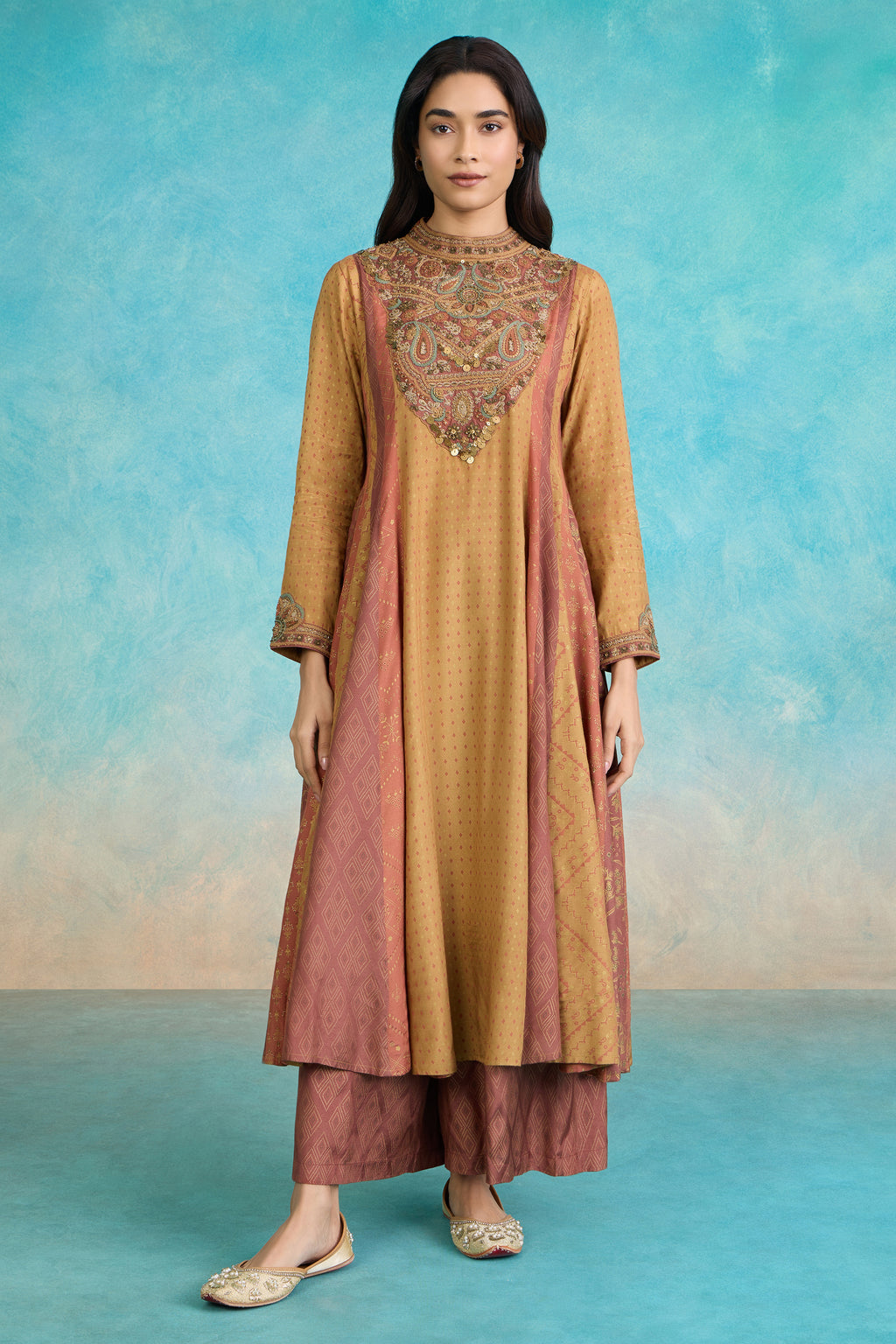 The 'Haldi' Malai-Silk Anarkali-Palazzo Set