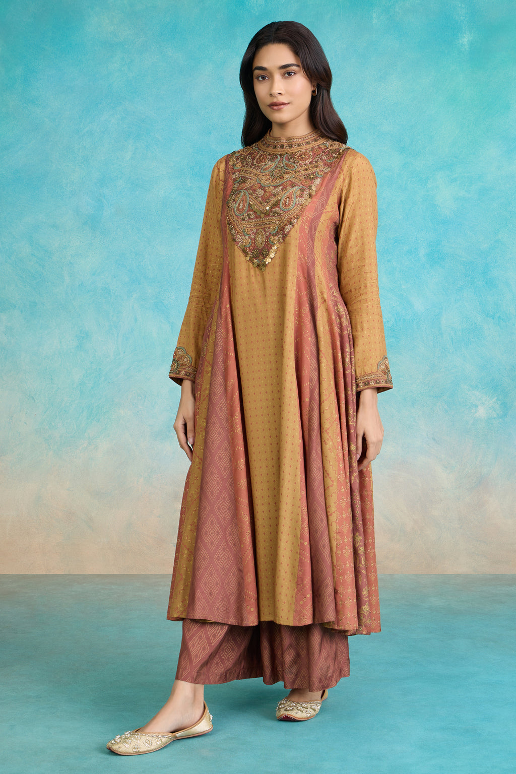 The 'Haldi' Malai-Silk Anarkali-Palazzo Set