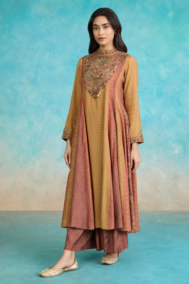 The 'Haldi' Malai-Silk Anarkali-Palazzo Set