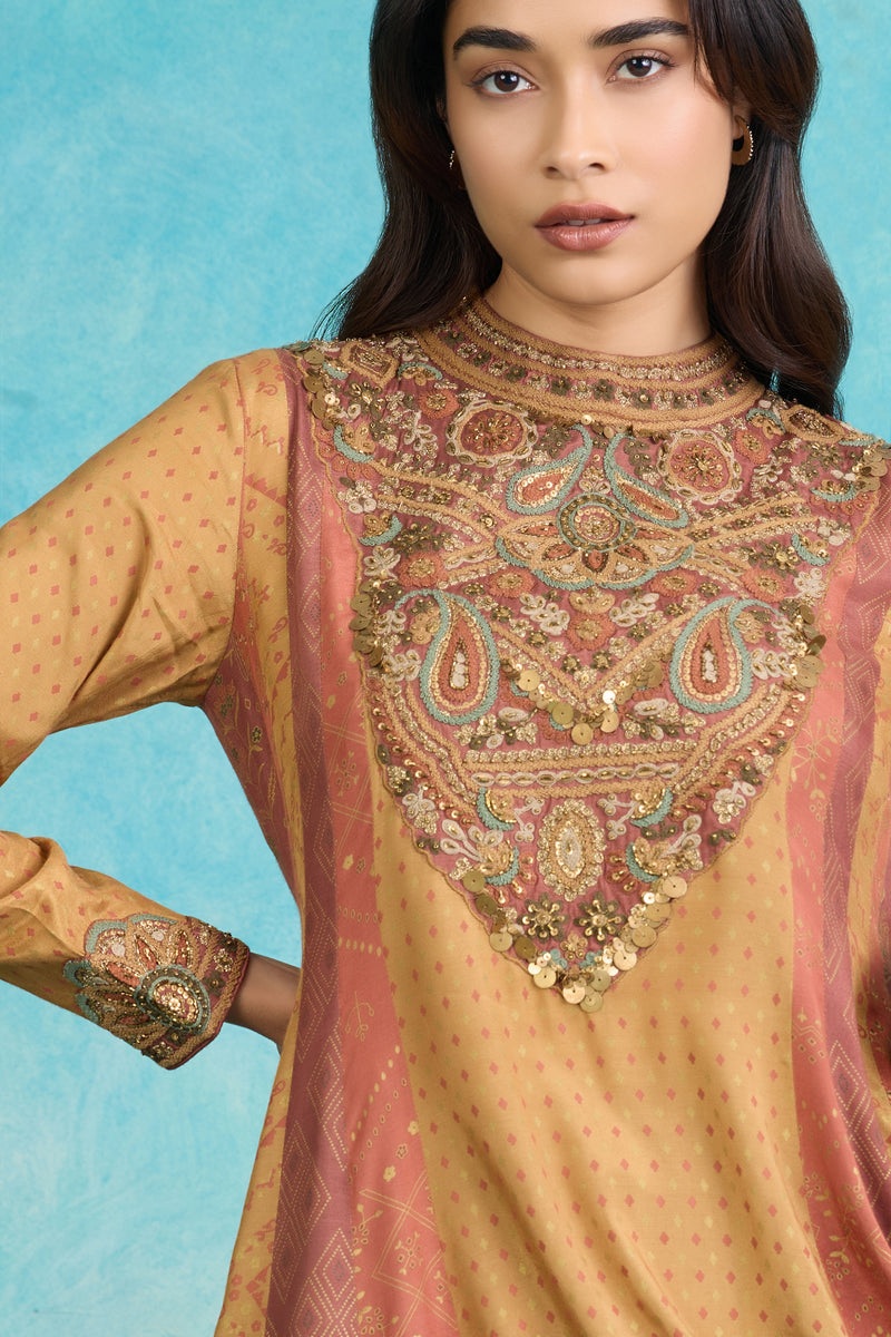 The 'Haldi' Malai-Silk Anarkali-Palazzo Set