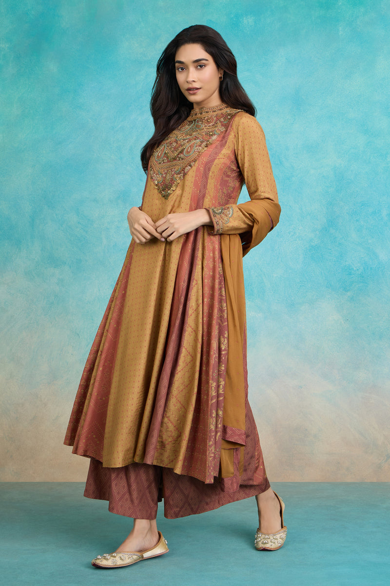 The 'Haldi' Malai-Silk Anarkali-Palazzo Set