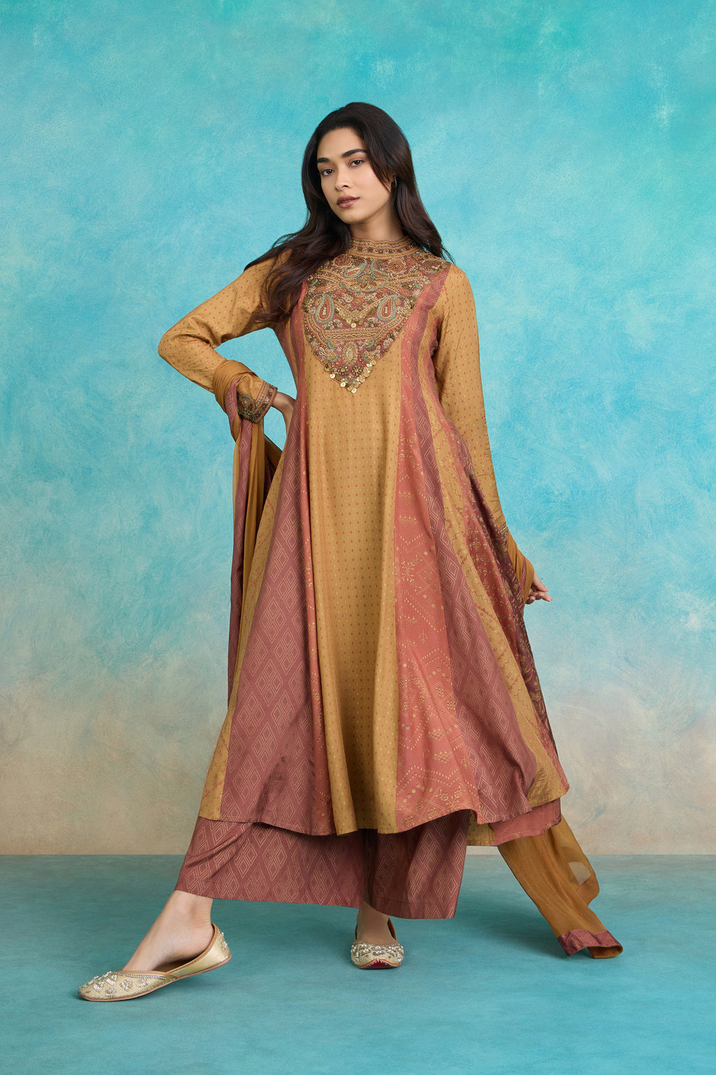 The 'Haldi' Malai-Silk Anarkali-Palazzo Set