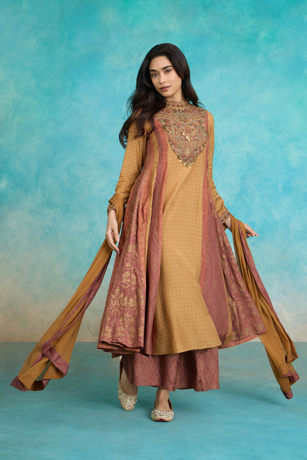 The 'Haldi' Malai-Silk Anarkali-Palazzo Set