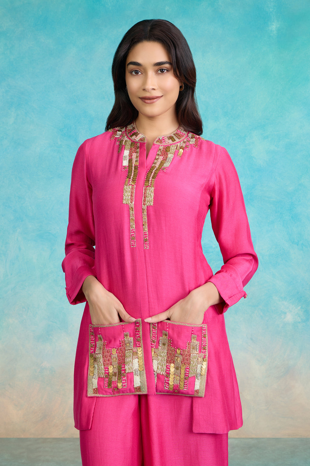The 'Gulkand-Vark' Shirt-Palazzo Set