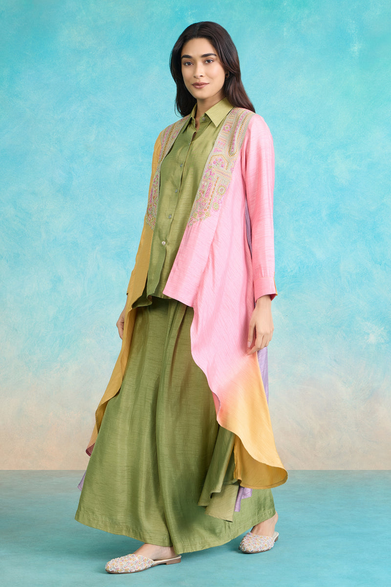 The 'Gulabi-Kairi' Kurta-Palazzo-Jacket Set