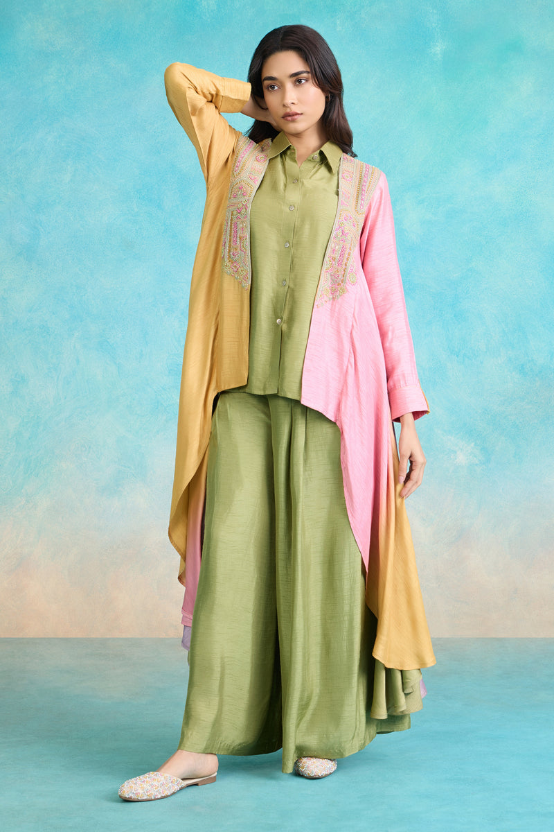The 'Gulabi-Kairi' Kurta-Palazzo-Jacket Set