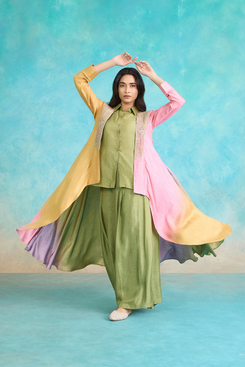 The 'Gulabi-Kairi' Kurta-Palazzo-Jacket Set