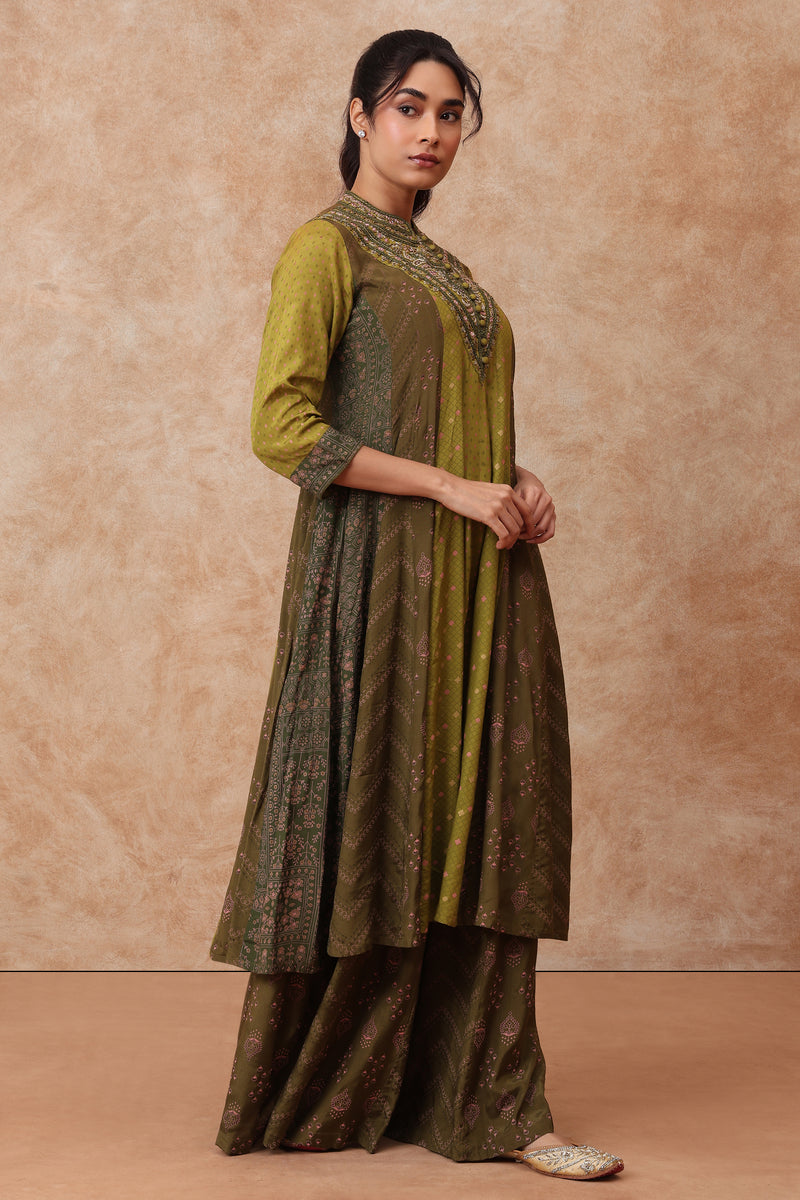 The 'Juhi' Hand-Embroidered Malai Silk Anarkali Set - Ilaara Studio