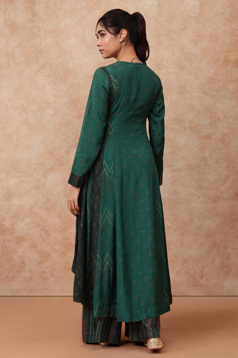 The 'Kamalam' Hand-Embroidered Malai Silk Anarkali Set - Ilaara Studio