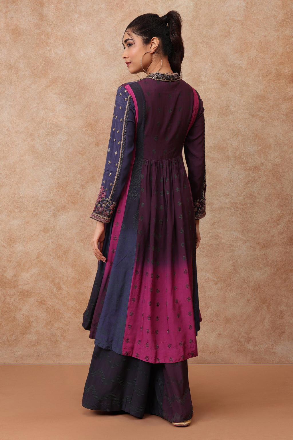 The 'Afreen' Hand-Embroidered Malai Silk Anarkali Set - Ilaara Studio