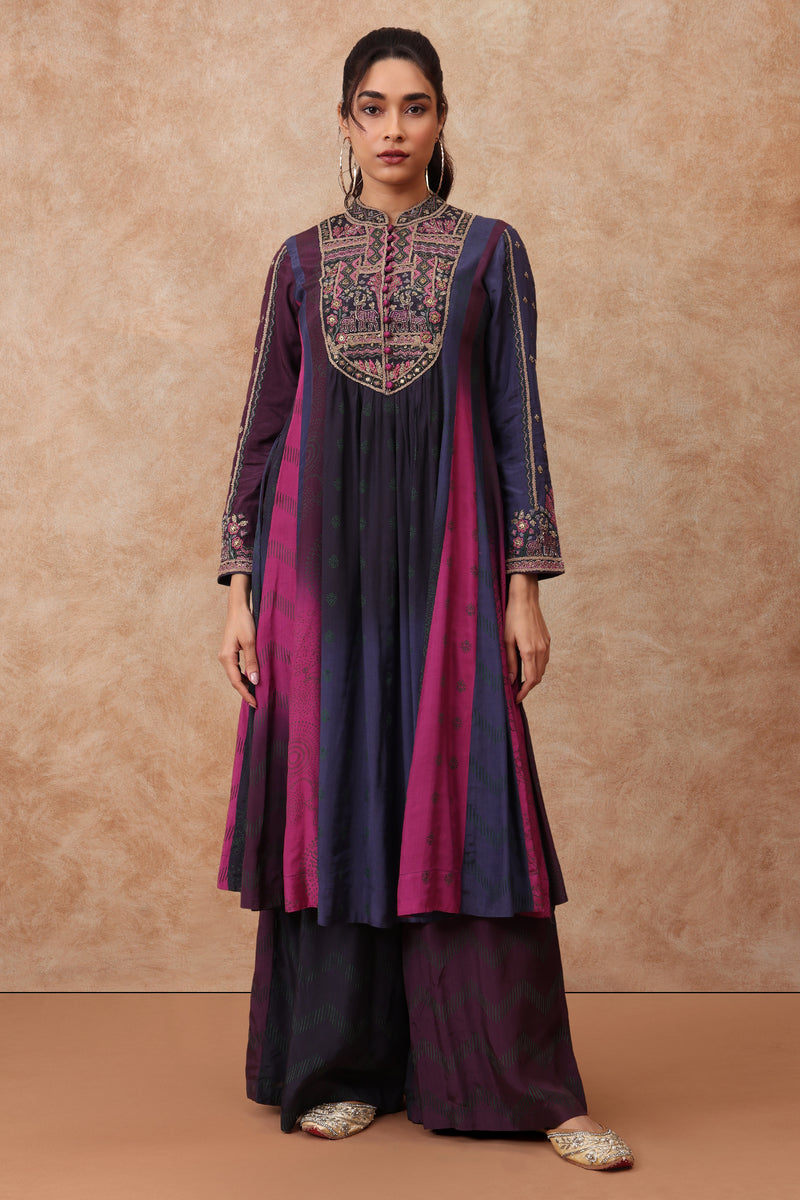 The 'Afreen' Hand-Embroidered Malai Silk Anarkali Set - Ilaara Studio