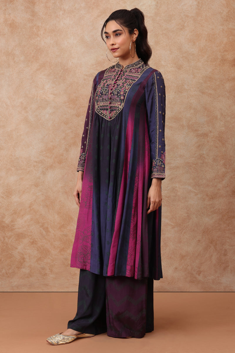 The 'Afreen' Hand-Embroidered Malai Silk Anarkali Set - Ilaara Studio