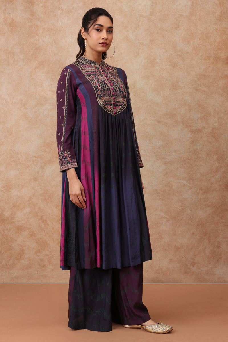 The 'Afreen' Hand-Embroidered Malai Silk Anarkali Set - Ilaara Studio