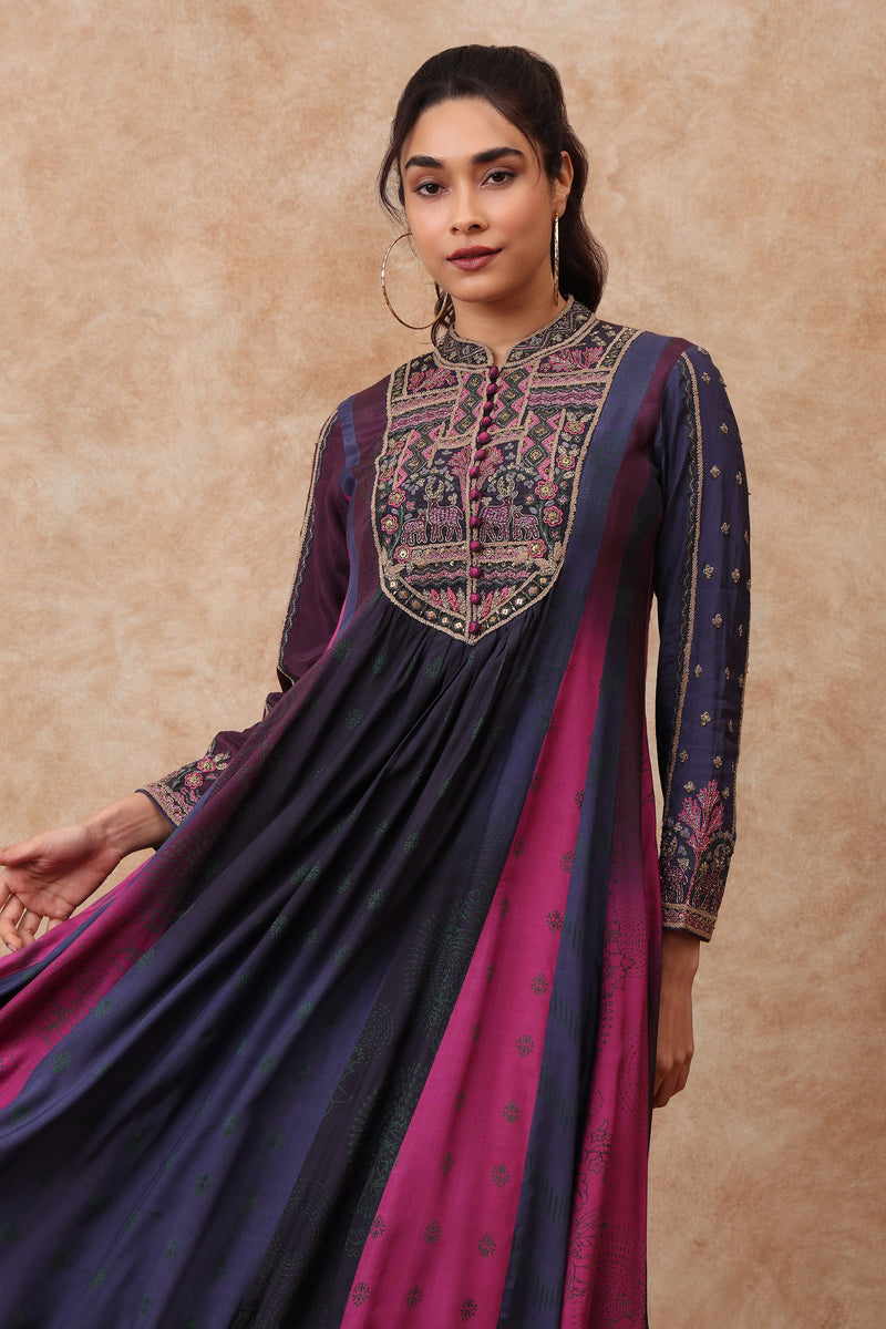 The 'Afreen' Hand-Embroidered Malai Silk Anarkali Set - Ilaara Studio