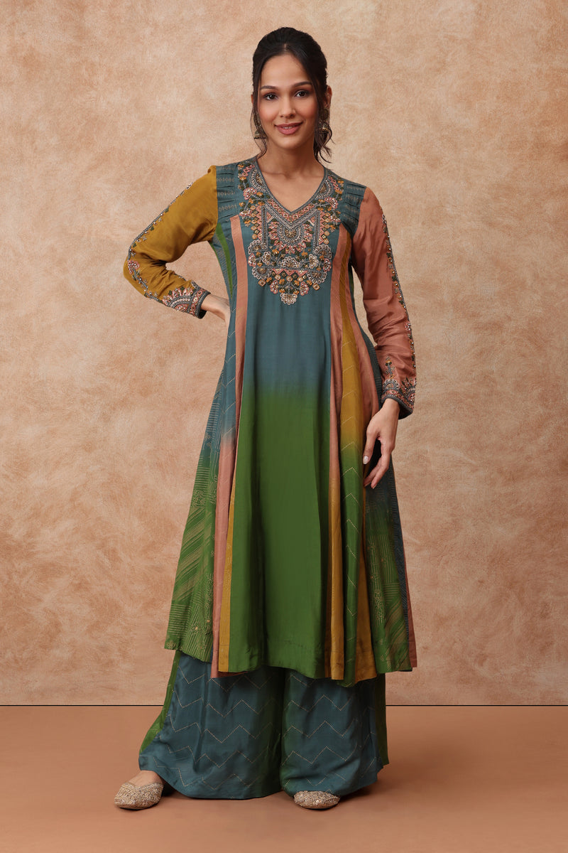 The 'Peeli' Hand-Embroidered Malai Silk Kurta Set - Ilaara Studio