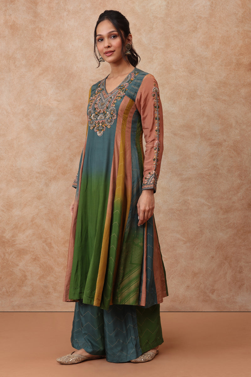 The 'Peeli' Hand-Embroidered Malai Silk Kurta Set - Ilaara Studio