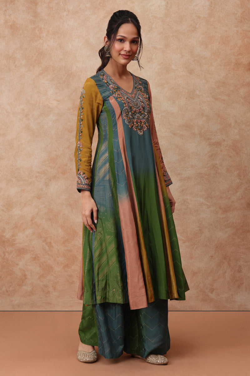 The 'Peeli' Hand-Embroidered Malai Silk Kurta Set - Ilaara Studio