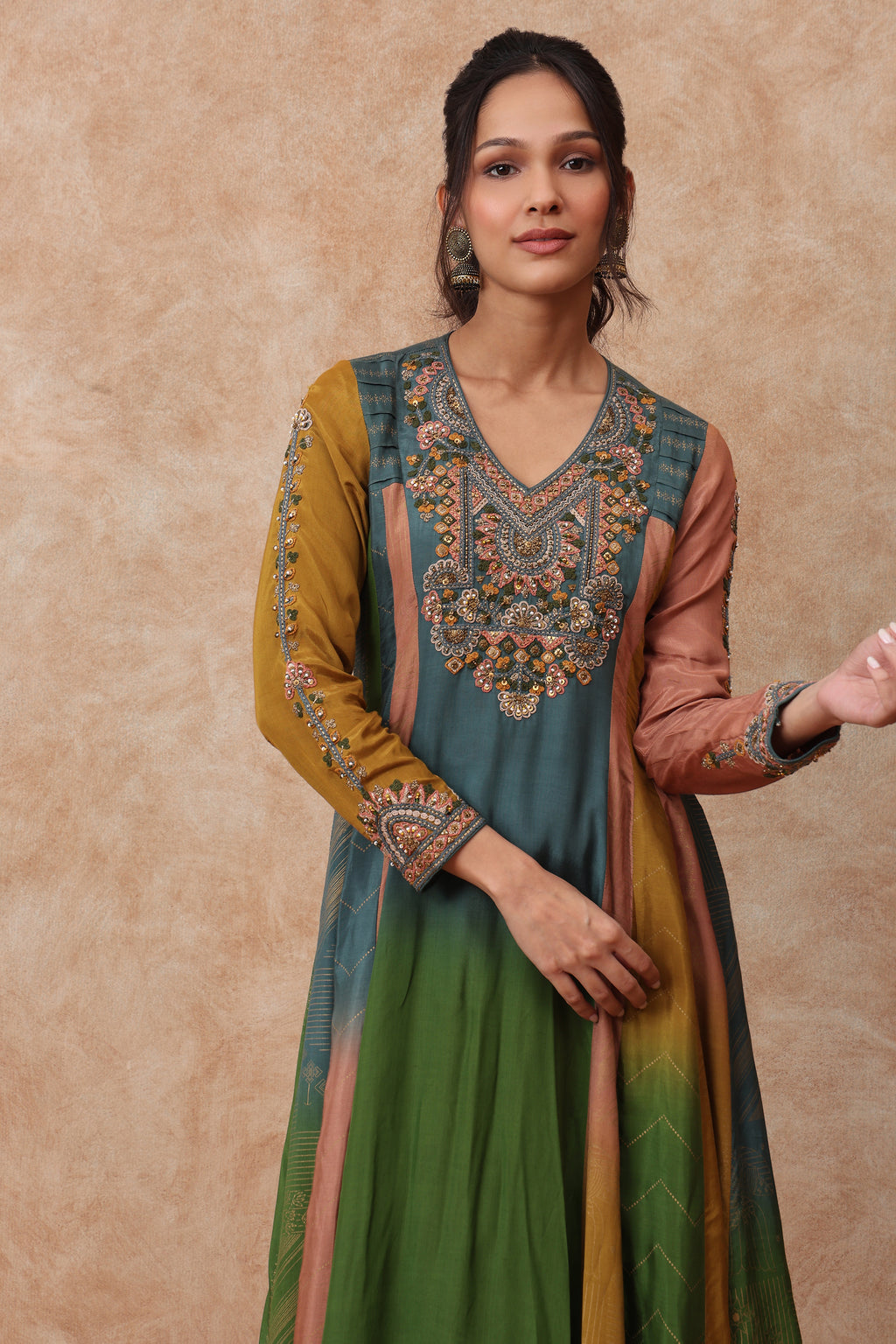 The 'Peeli' Hand-Embroidered Malai Silk Kurta Set - Ilaara Studio