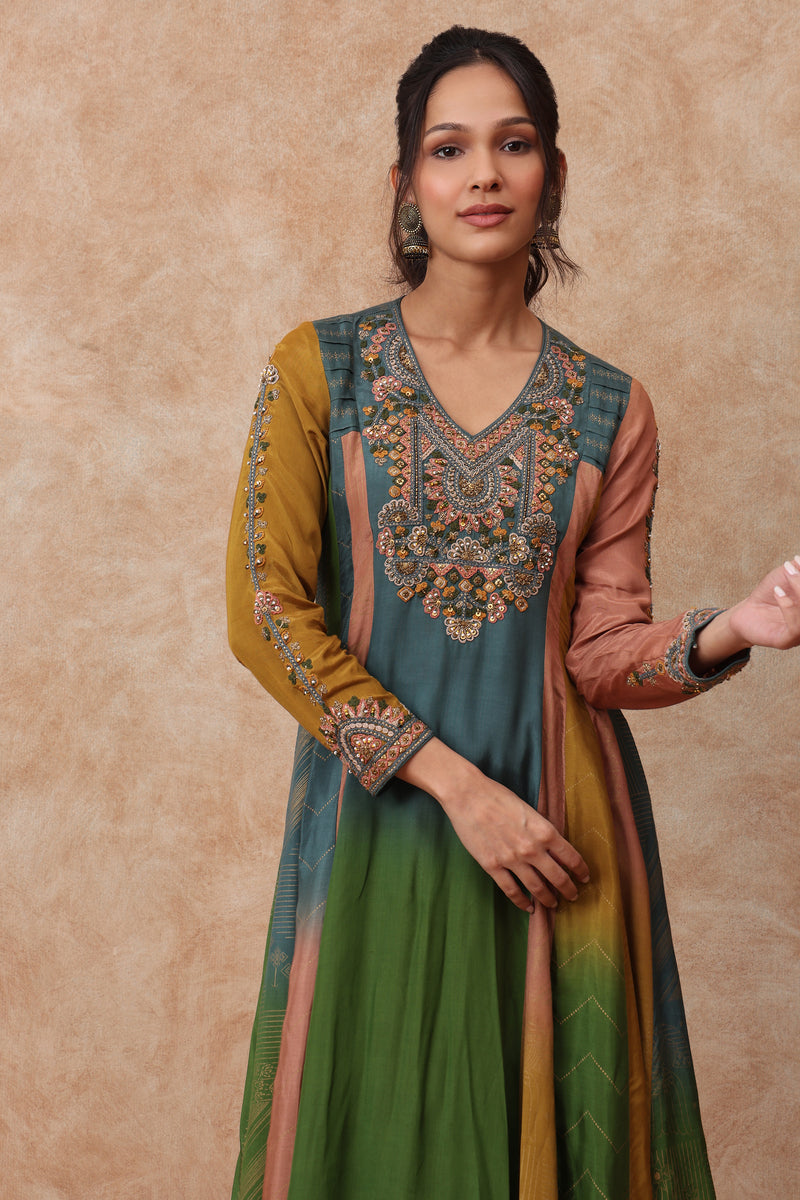 The 'Peeli' Hand-Embroidered Malai Silk Kurta Set - Ilaara Studio