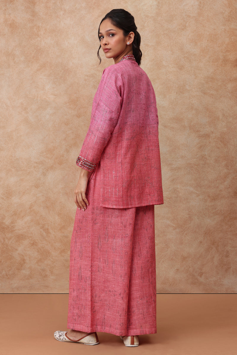 The 'Ketaki' Hand-Embroidered bhagal pur linen Co-ord Set - Ilaara Studio