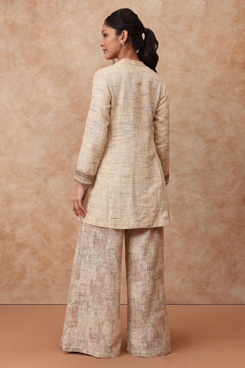 The 'Rajnigandha' Hand-Embroidered Bhagalpur Linen Silk Co-ord Set - Ilaara Studio
