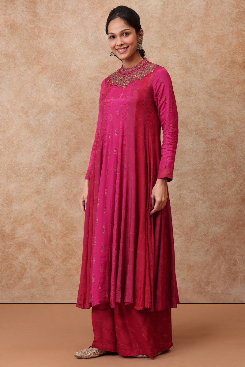 The 'Sitara' Hand-Embroidered Malai Silk Anarkali Set - Ilaara Studio