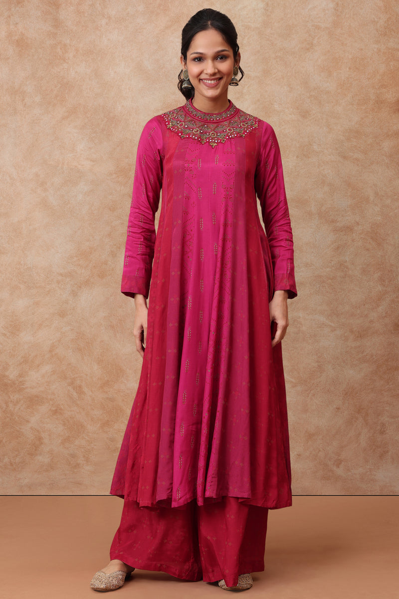 The 'Sitara' Hand-Embroidered Malai Silk Anarkali Set - Ilaara Studio