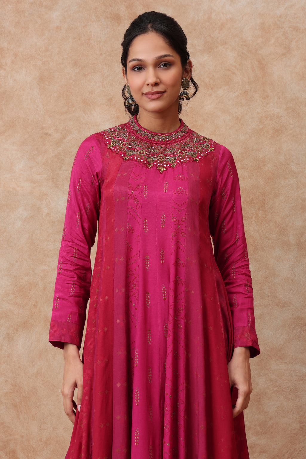 The 'Sitara' Hand-Embroidered Malai Silk Anarkali Set - Ilaara Studio