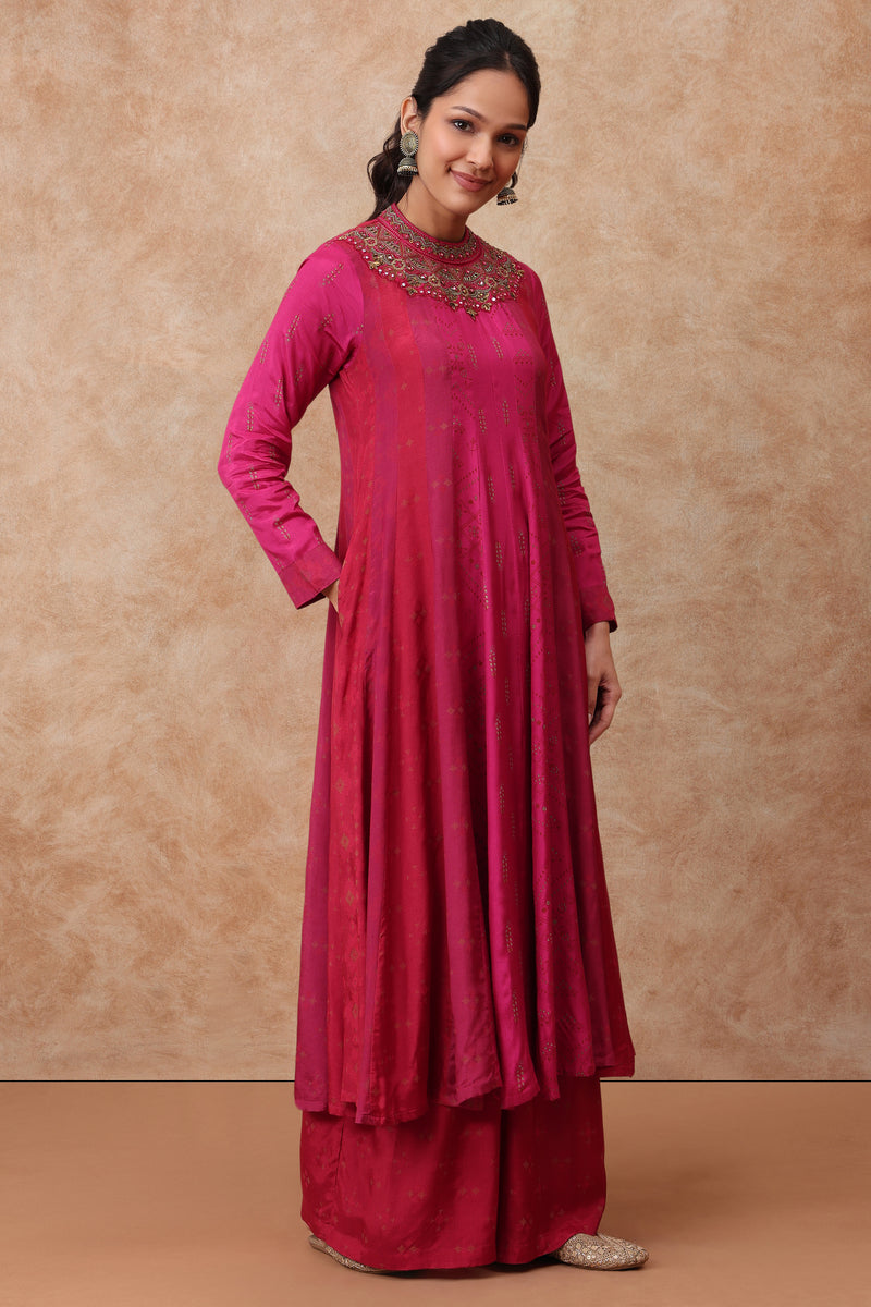 The 'Sitara' Hand-Embroidered Malai Silk Anarkali Set - Ilaara Studio