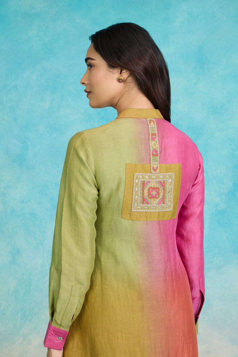 The 'Meher' Colorblock Long Kurta-Palazzo Set