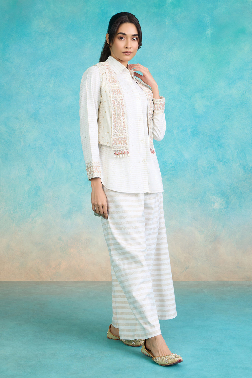 The 'Shwet-Chandra' Shirt-Pant-Jacket Set
