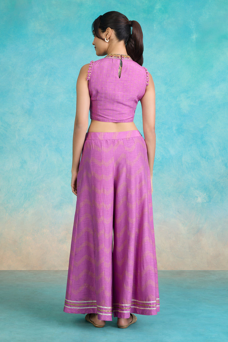 The 'Sandhya' Crop Top-Palazzo Set