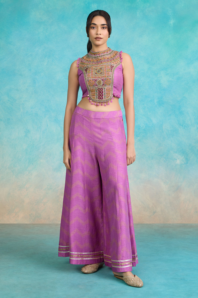 The 'Sandhya' Crop Top-Palazzo Set