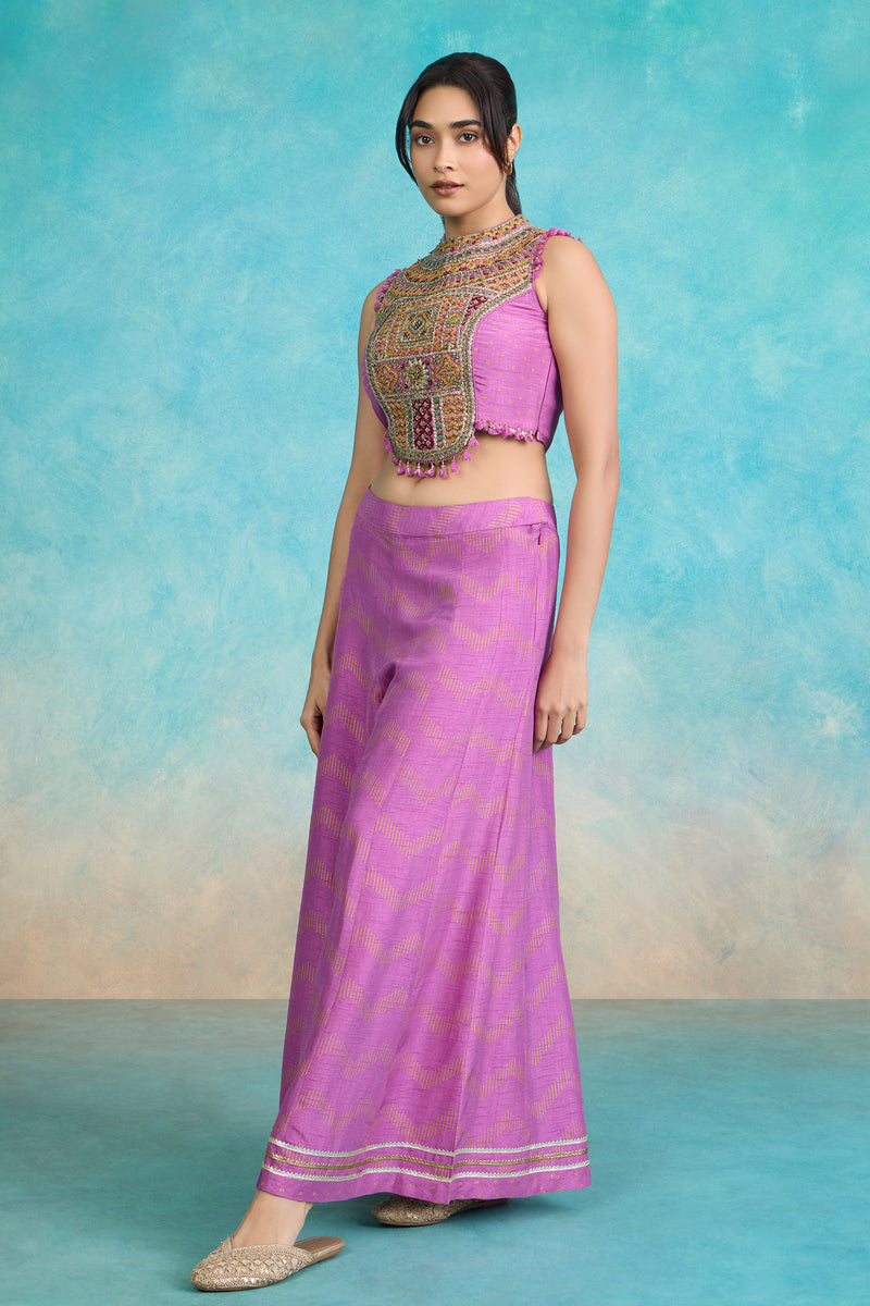 The 'Sandhya' Crop Top-Palazzo Set
