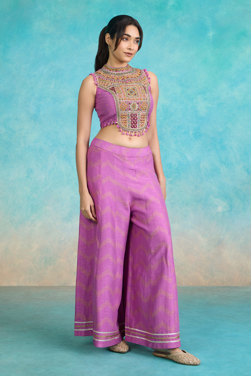 The 'Sandhya' Crop Top-Palazzo Set