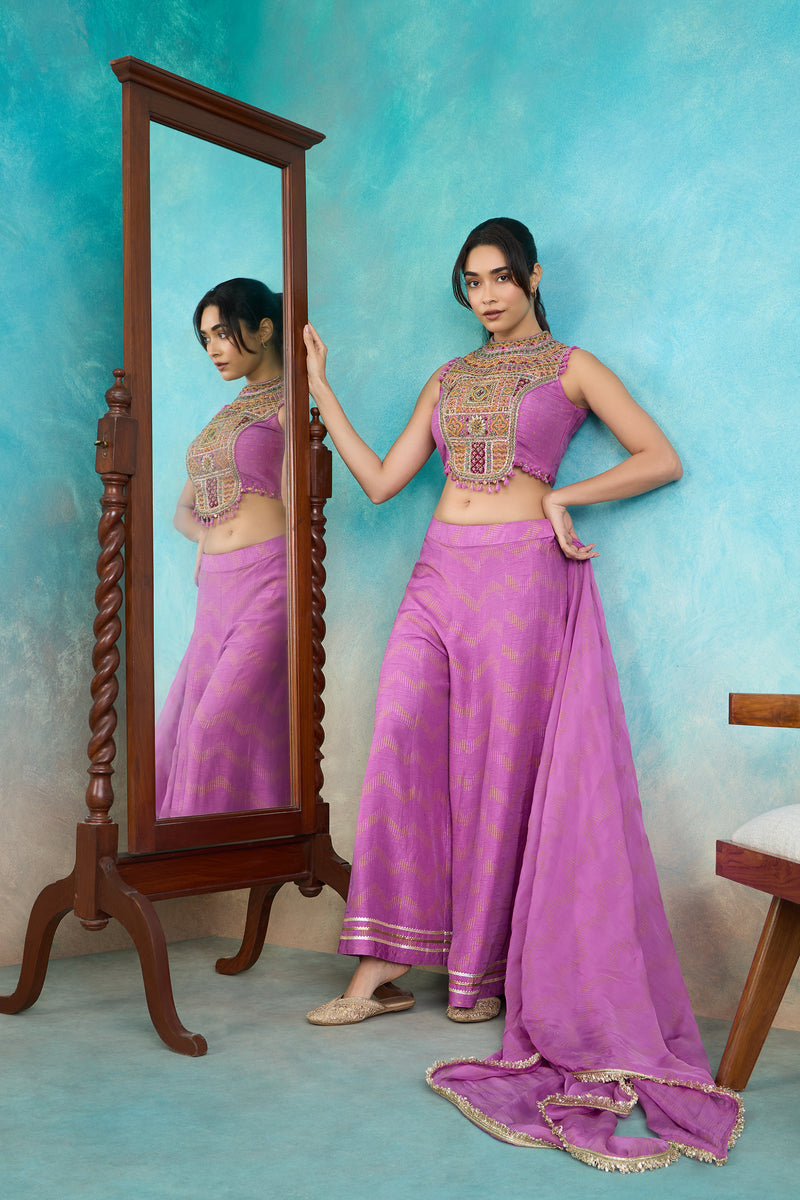 The 'Sandhya' Crop Top-Palazzo Set
