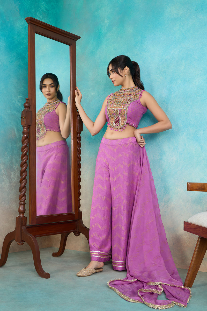 The 'Sandhya' Crop Top-Palazzo Set