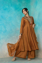The 'Raktim' Raw Silk Anarkali - Palazzo Set - ilaaraThe 'Raktim' Raw Silk Anarkali - Palazzo Set