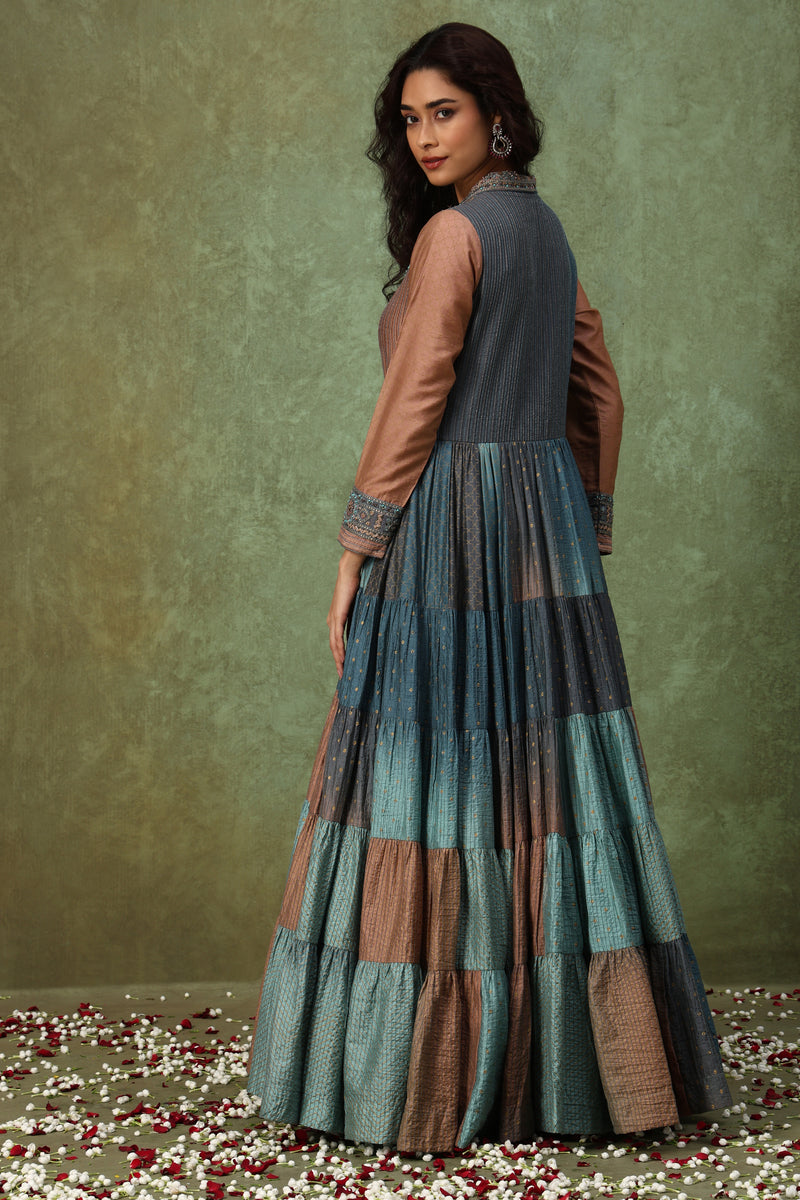 The 'Dhuan-Taamra' Tiered Anarkali-Gown