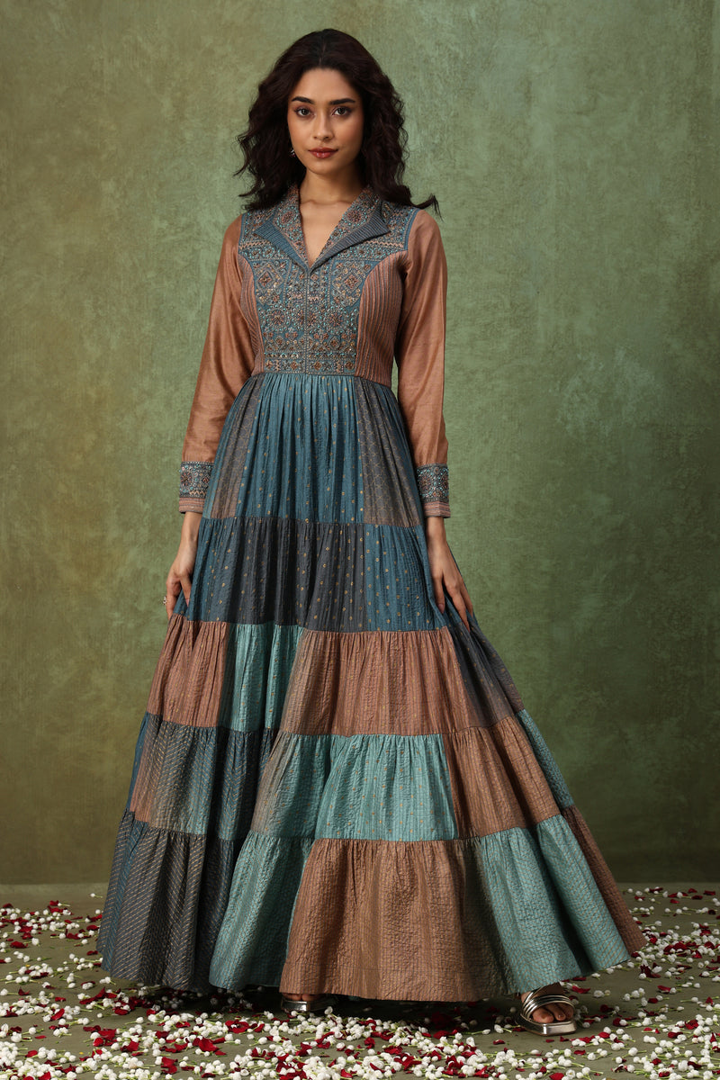 The 'Dhuan-Taamra' Tiered Anarkali-Gown