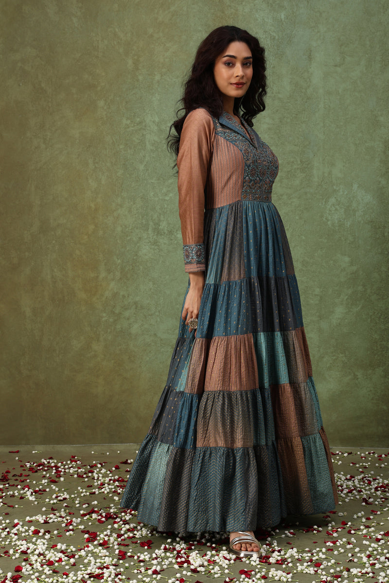 The 'Dhuan-Taamra' Tiered Anarkali-Gown