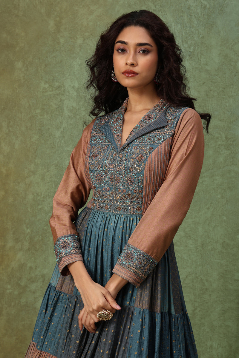 The 'Dhuan-Taamra' Tiered Anarkali-Gown