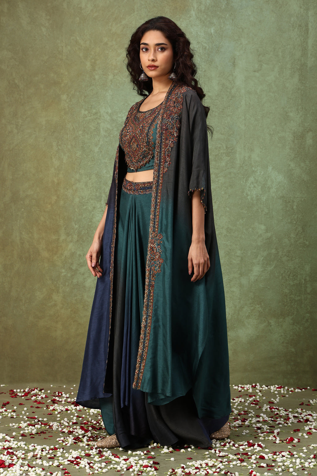 The 'Antariksh' Kaftan Crop-Top Set