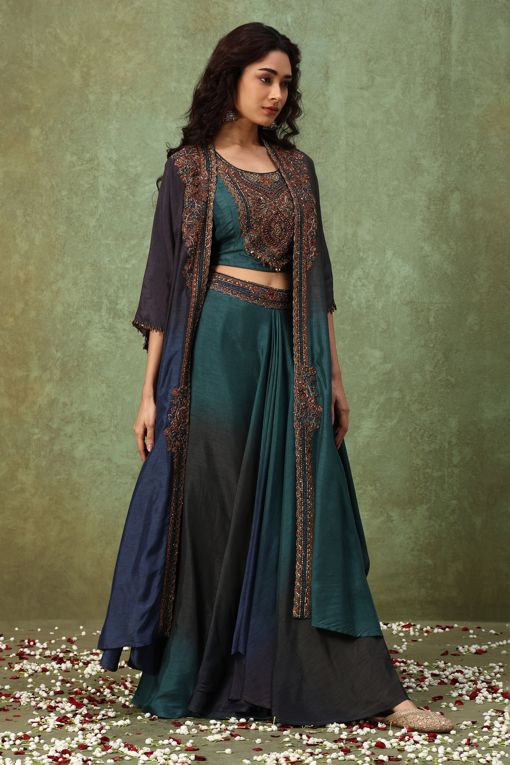 The 'Antariksh' Kaftan Crop-Top Set