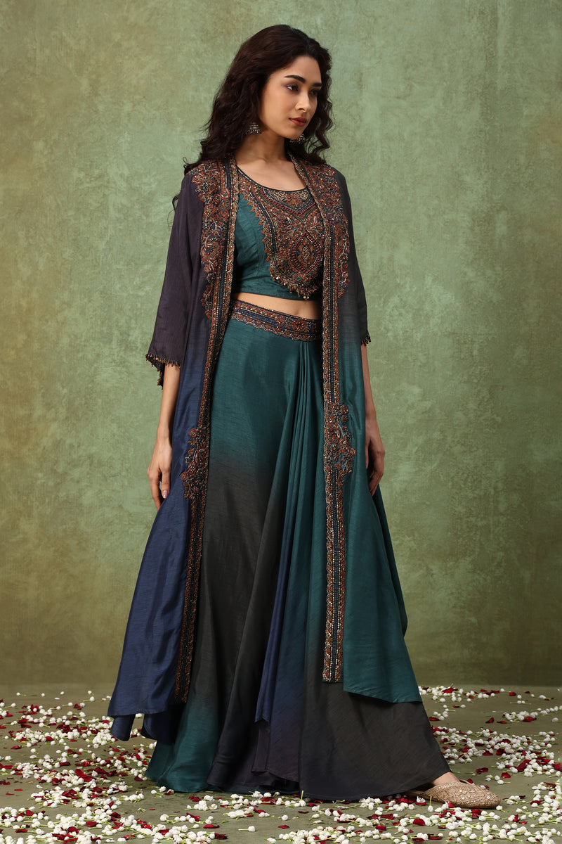 The 'Antariksh' Kaftan Crop-Top Set