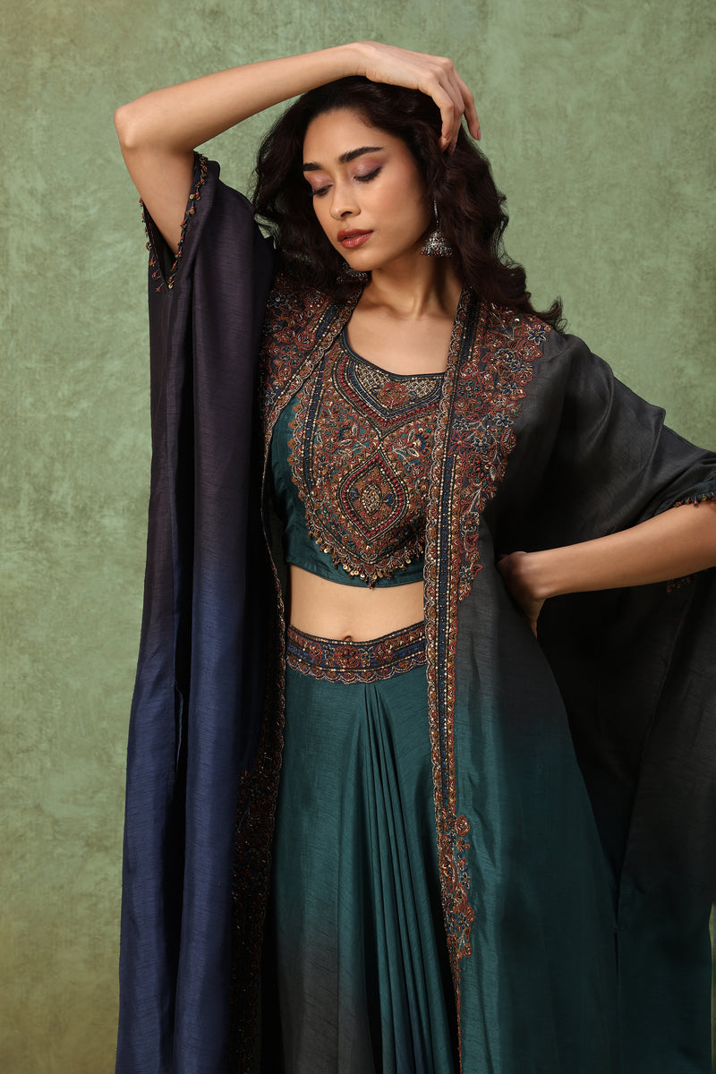 The 'Antariksh' Kaftan Crop-Top Set