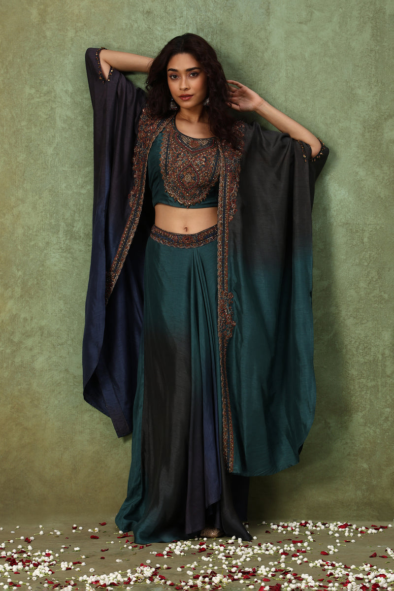 The 'Antariksh' Kaftan Crop-Top Set